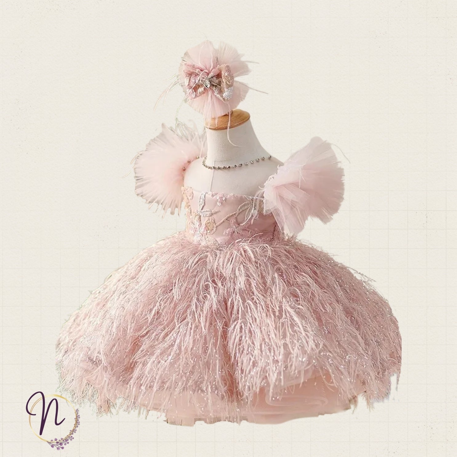 Blush Feather Fairy Princess Dress