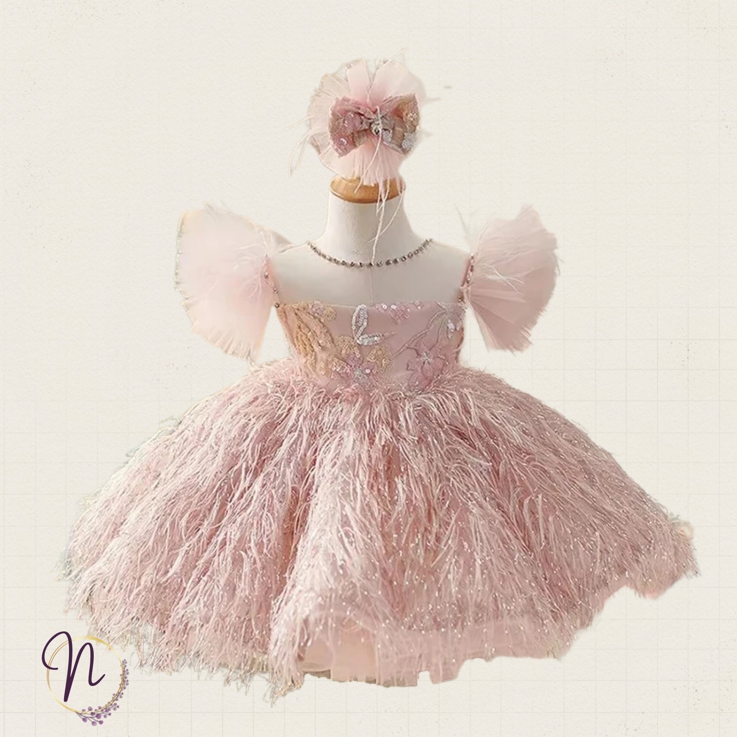 Blush Feather Fairy Princess Dress