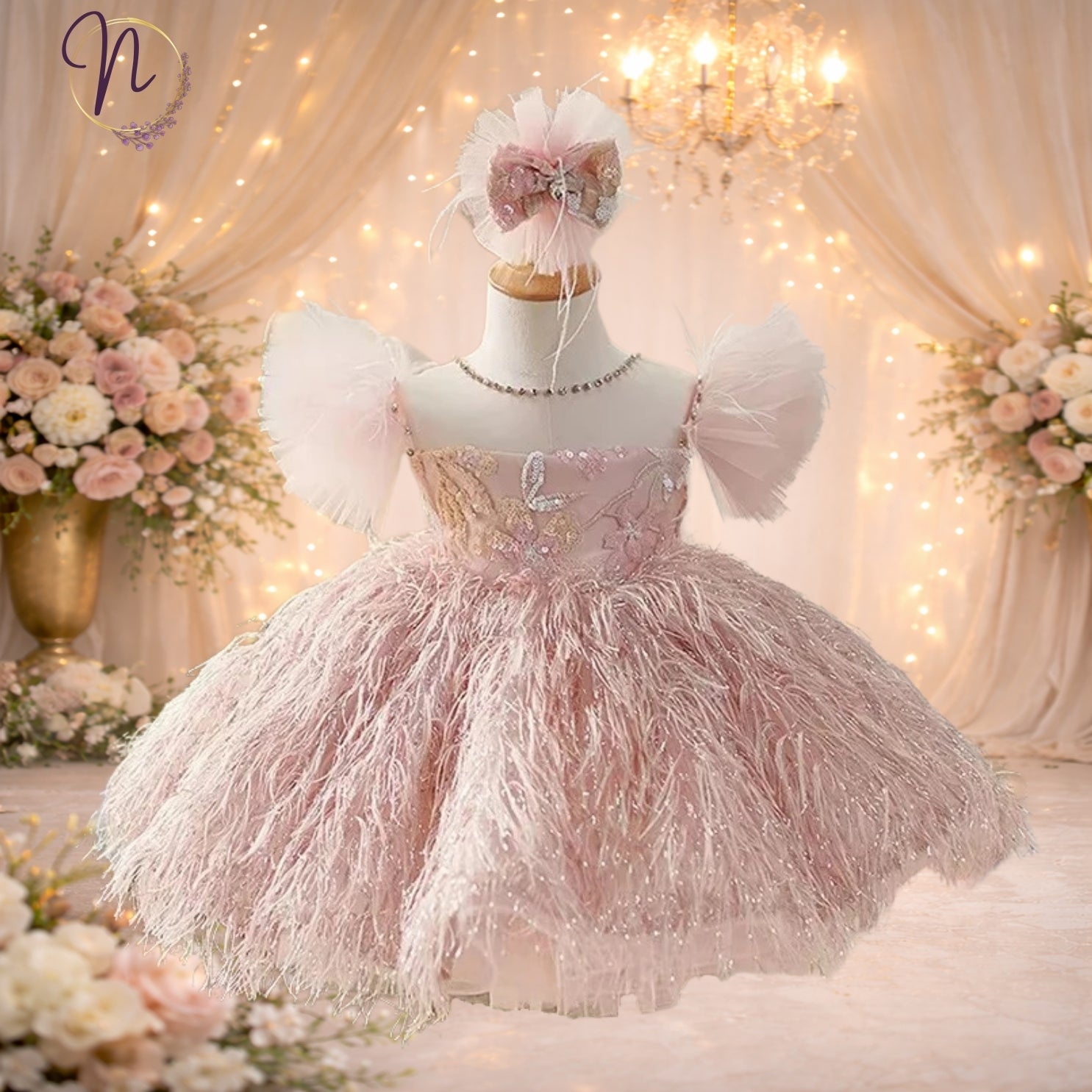 Blush Feather Fairy Princess Dress