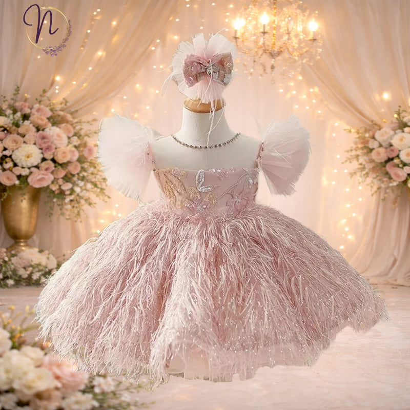 Blush Feather Fairy Princess Dress