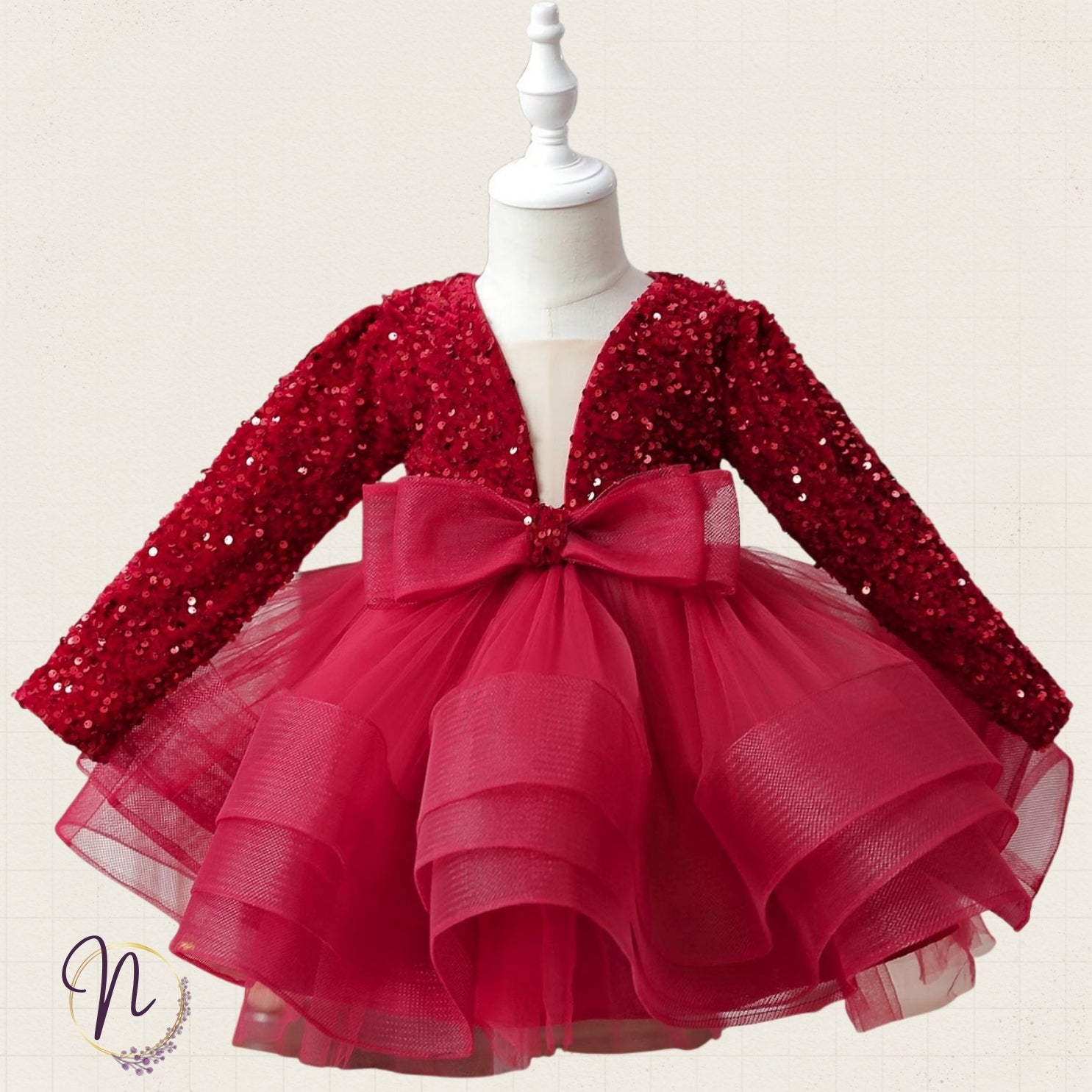 Ruby Sequin Layered Party Dress