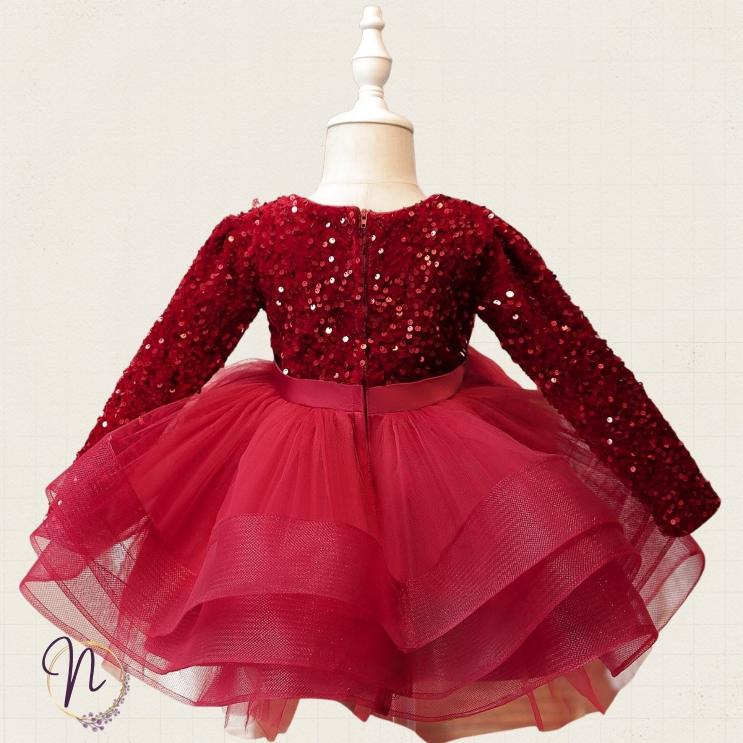 Ruby Sequin Layered Party Dress