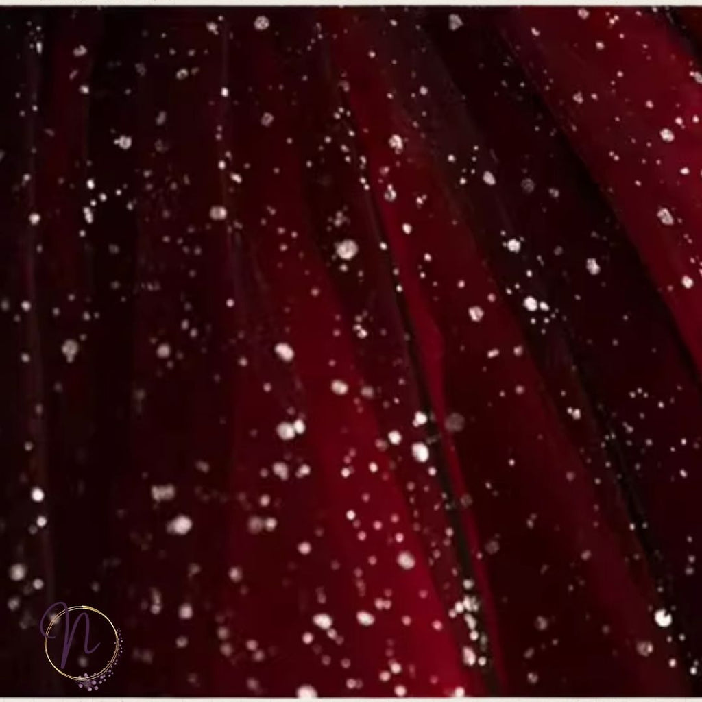 Crimson Velvet Sparkle Princess Dress