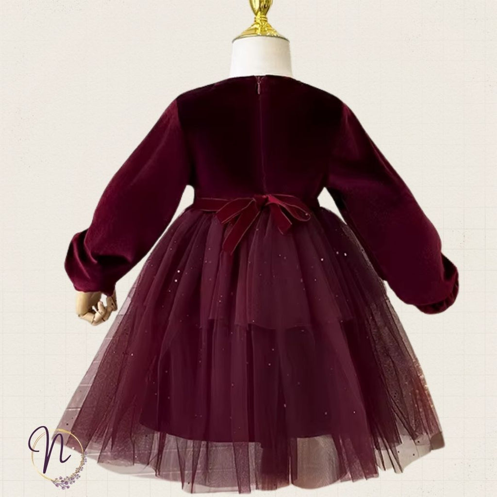 Burgundy Velvet Grace Princess Dress