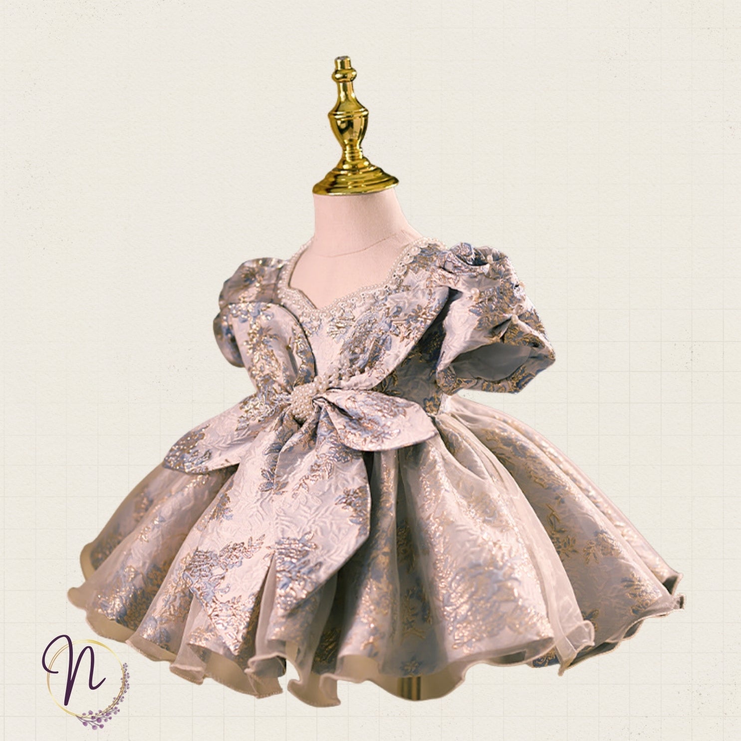 Elegant Gold Blossom Party Dress