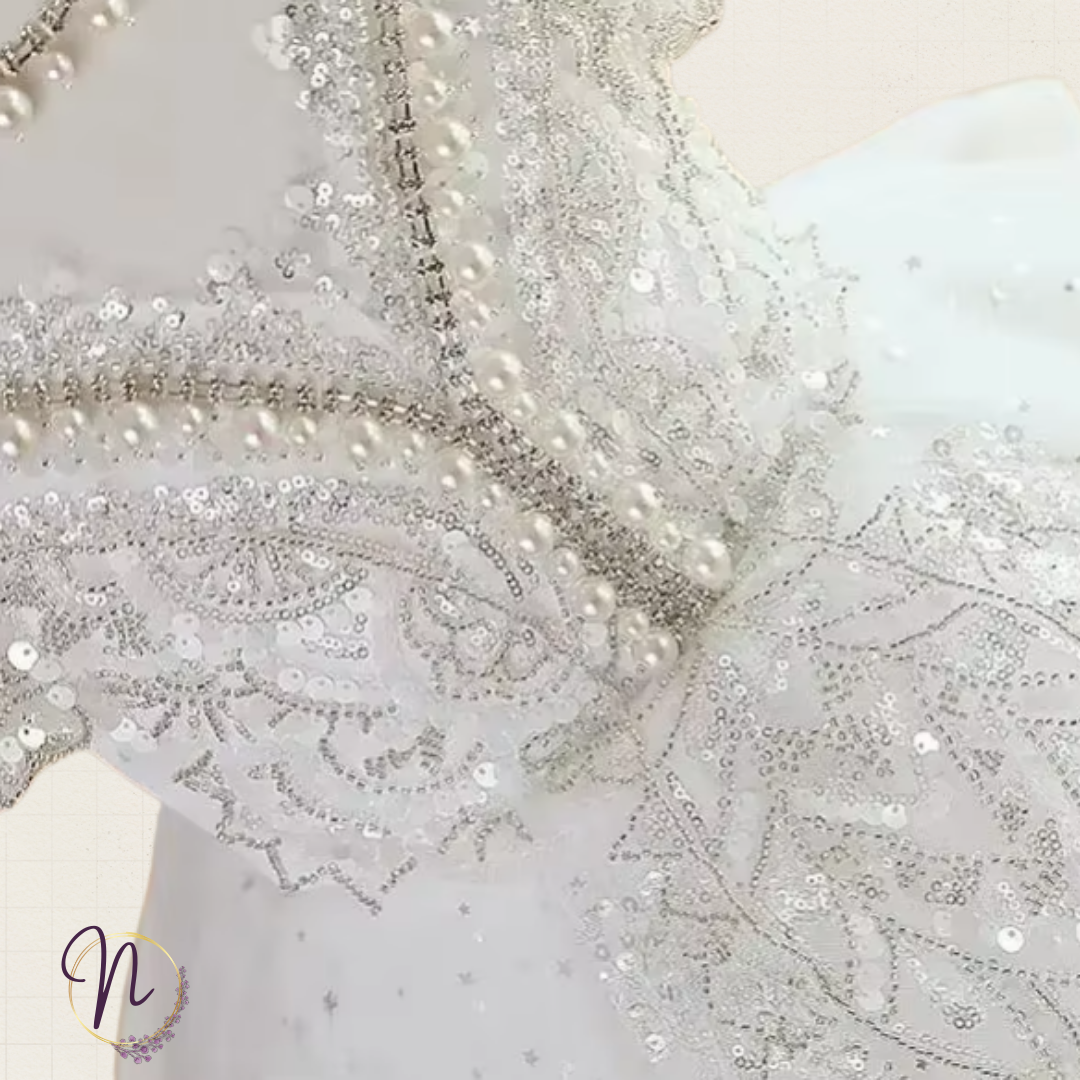 Sparkling Princess Gown with Puffed Sleeves