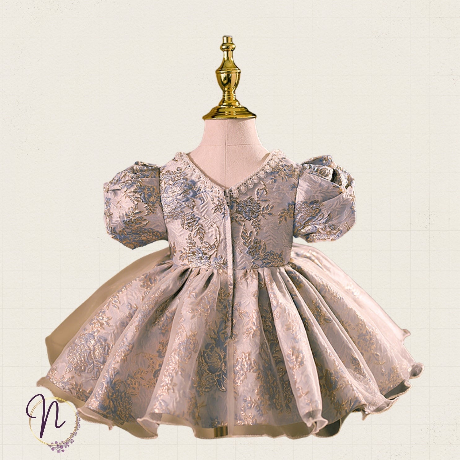 Elegant Gold Blossom Party Dress