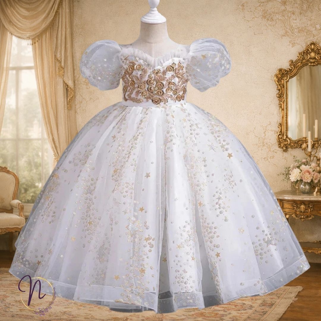 Golden Stardust Couture Princess Dress
