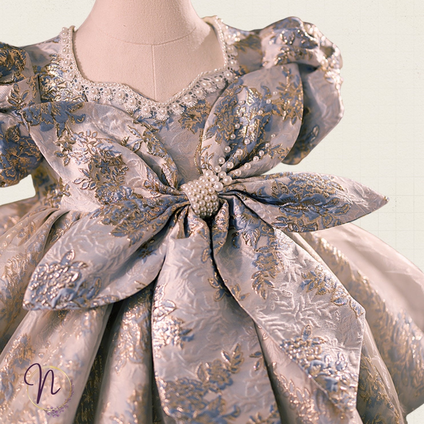 Elegant Gold Blossom Party Dress