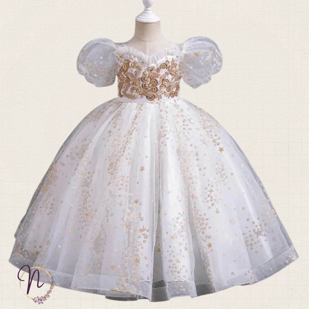 Golden Stardust Couture Princess Dress