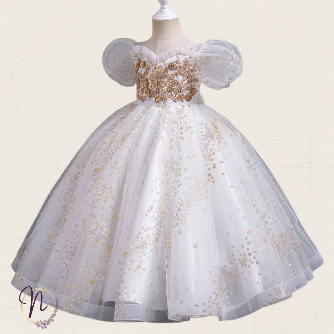 Golden Stardust Couture Princess Dress