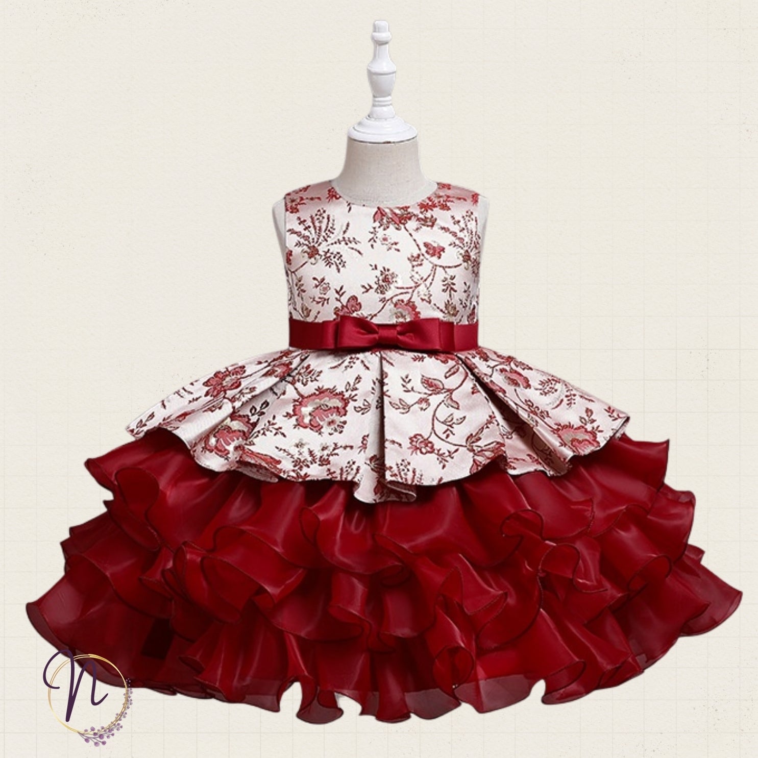 Scarlet Blossom Ruffle Party Dress