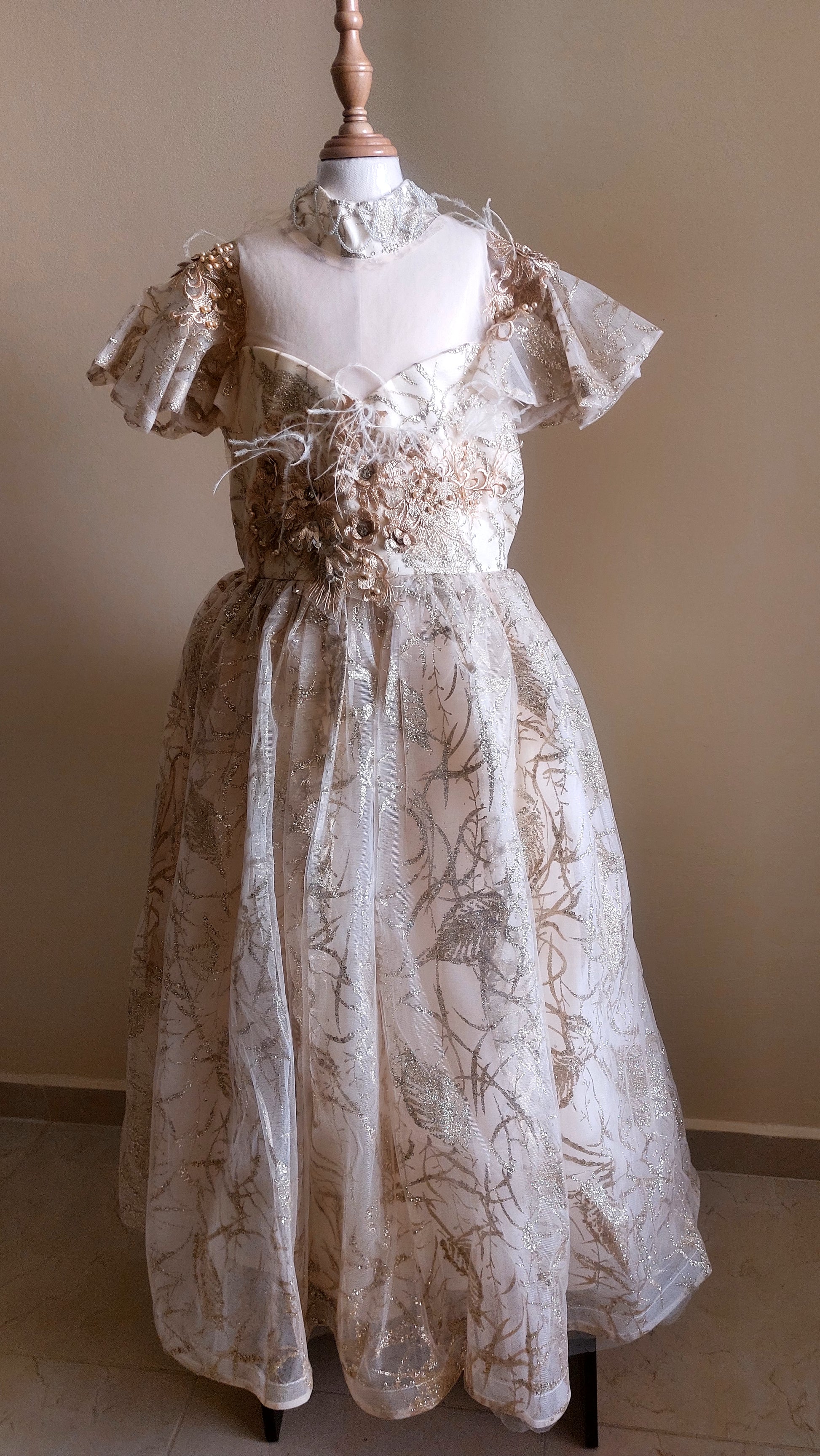 Golden Feather Elegance Dress