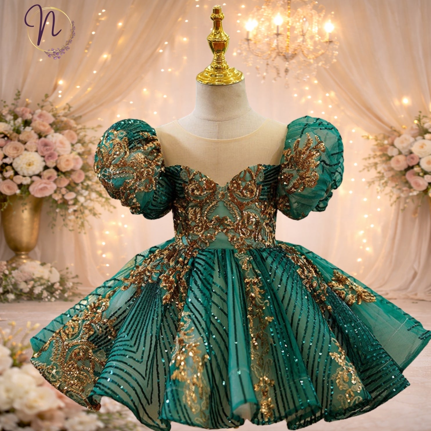 Emerald Enchantment Glitter Dress
