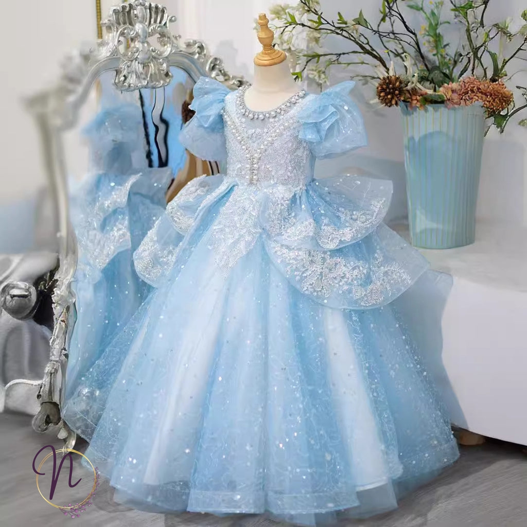 Blue Sparkle Princess Party Dress