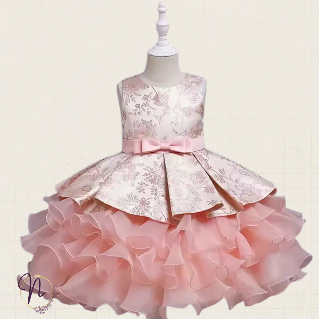 Blush Gold Princess Ruffle Dress