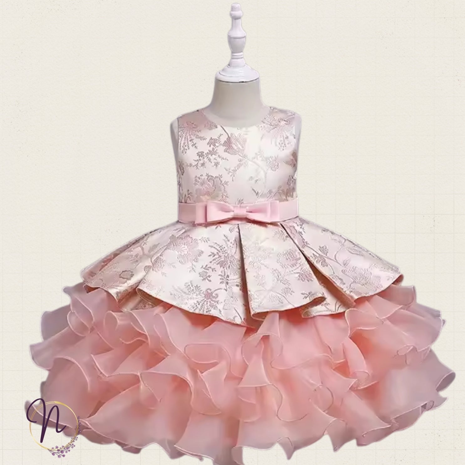 Blush Gold Princess Ruffle Dress
