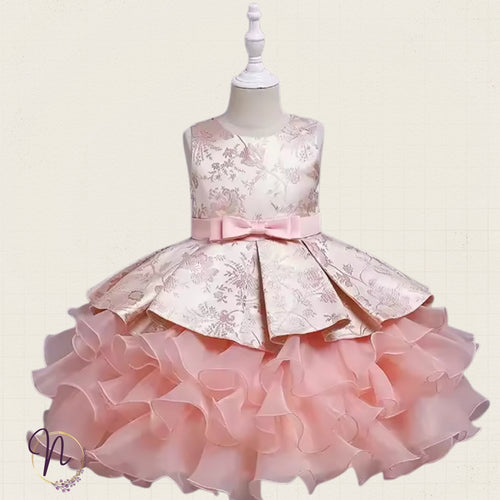 Blush Gold Princess Ruffle Dress