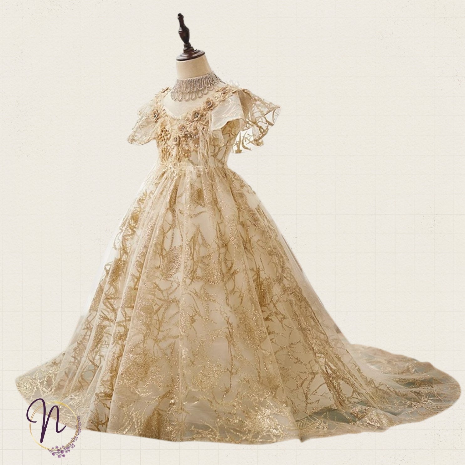 Golden Dream Floral Occasion Dress