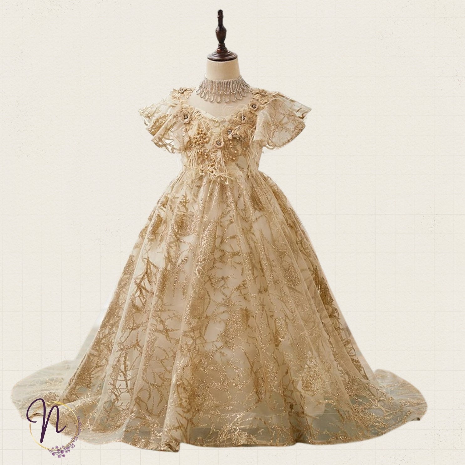 Golden Dream Floral Occasion Dress