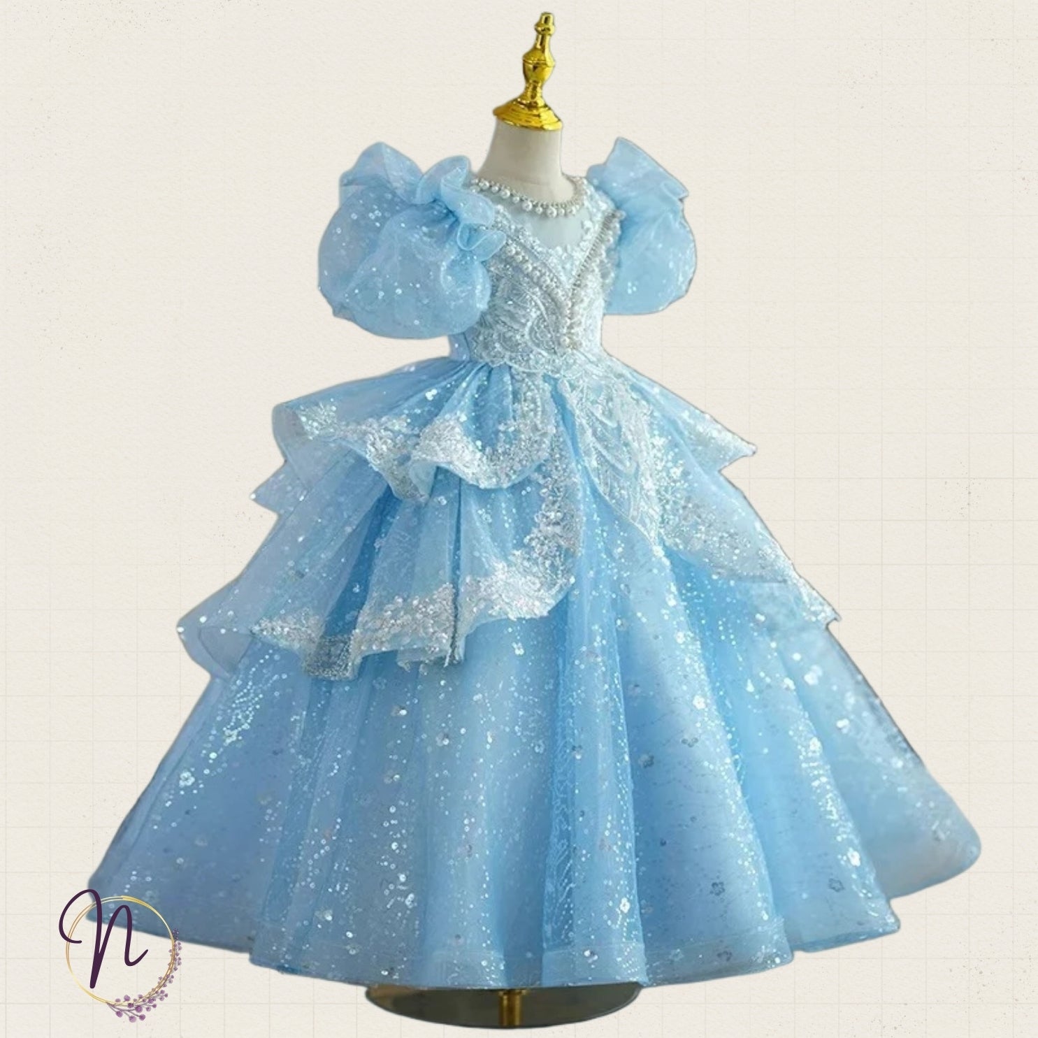 Blue Sparkle Princess Party Dress