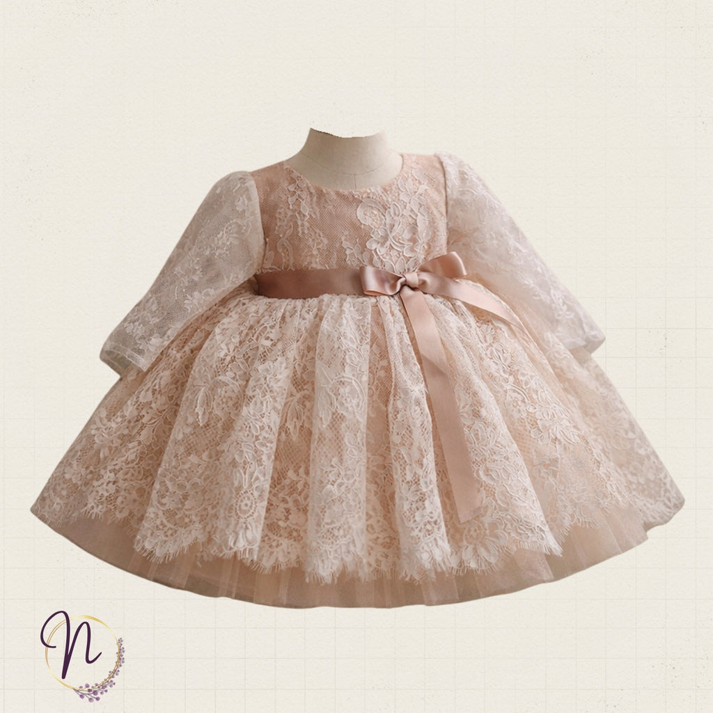 Ivory Lace Vintage Bow Dress
