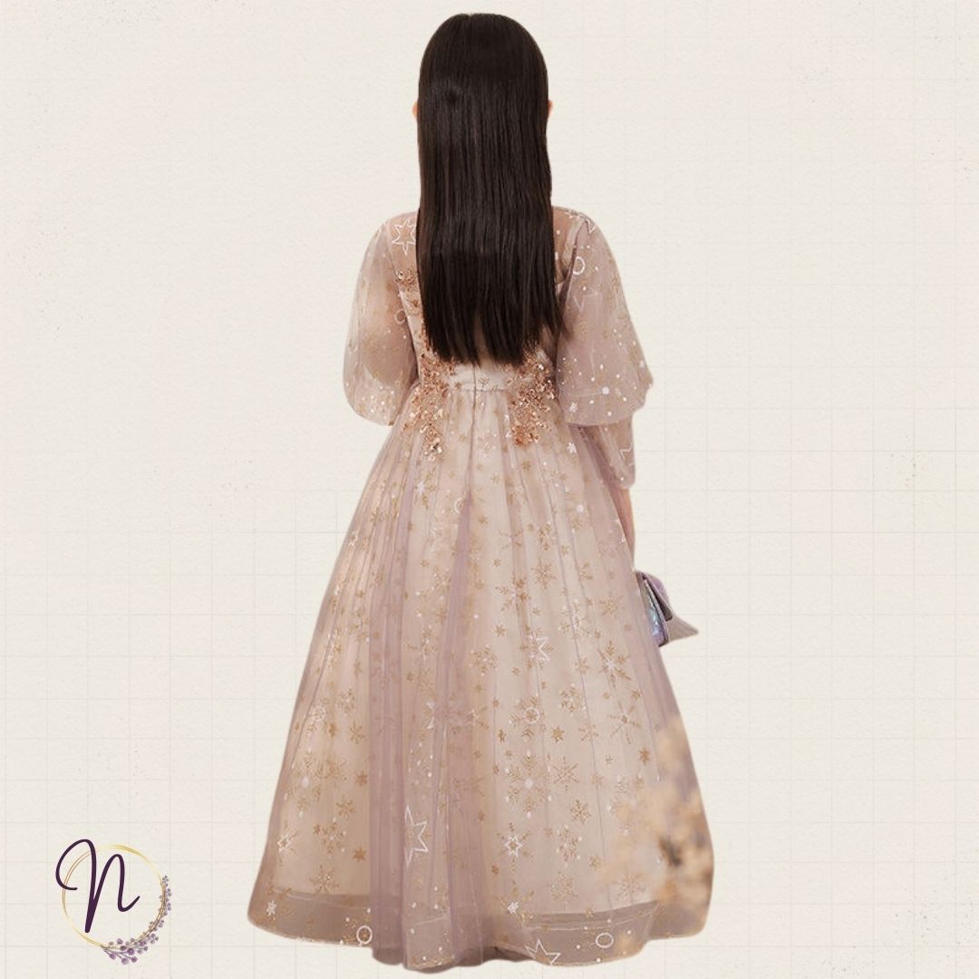 Golden Starry Tulle Princess Dress