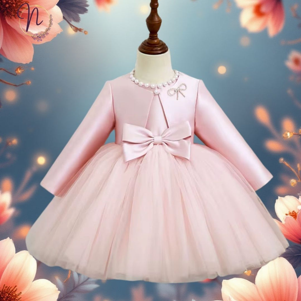 Blush Pearl Bow Princess Dress
