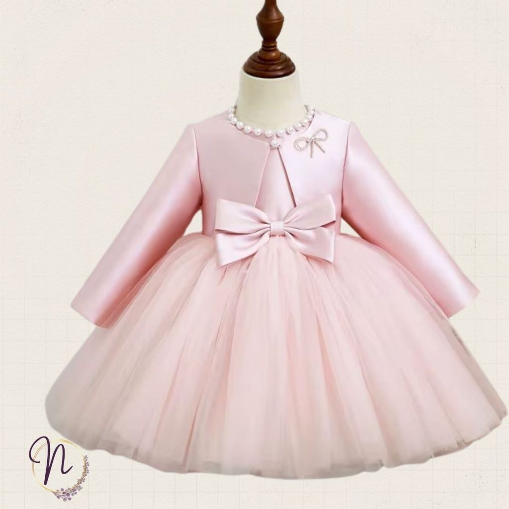 Blush Pearl Bow Princess Dress