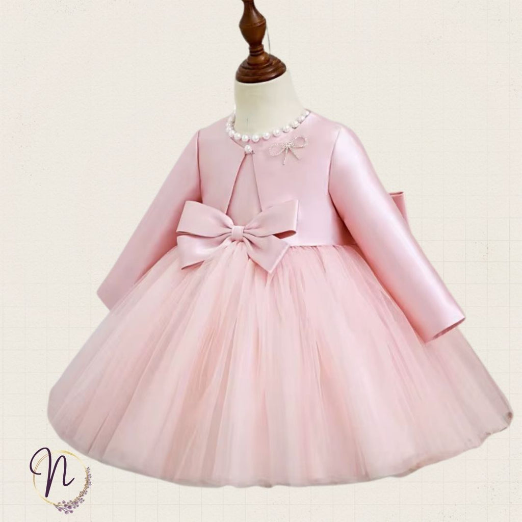 Blush Pearl Bow Princess Dress