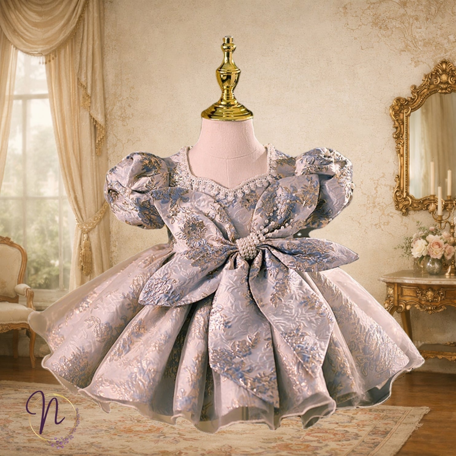 Elegant Gold Blossom Party Dress