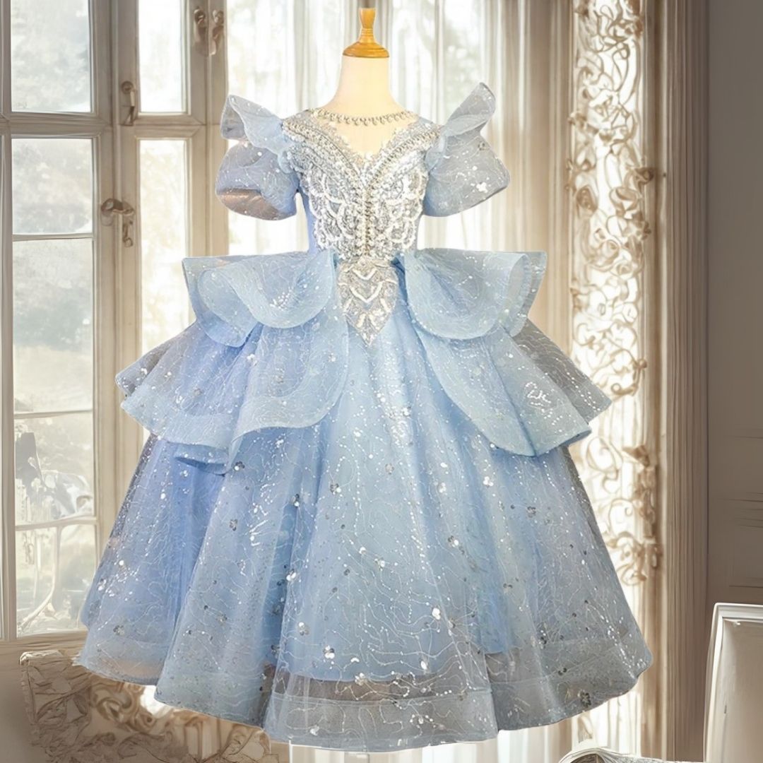 Blue Sparkle Princess Party Dress