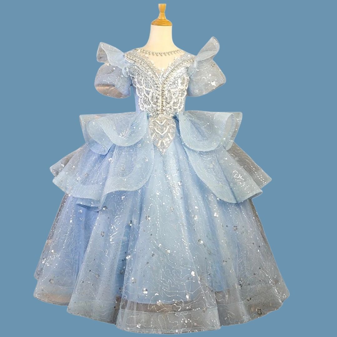 Blue Sparkle Princess Party Dress