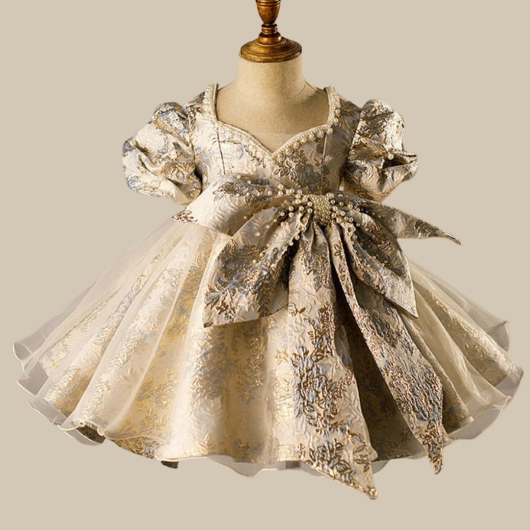 Elegant Gold Blossom Party Dress