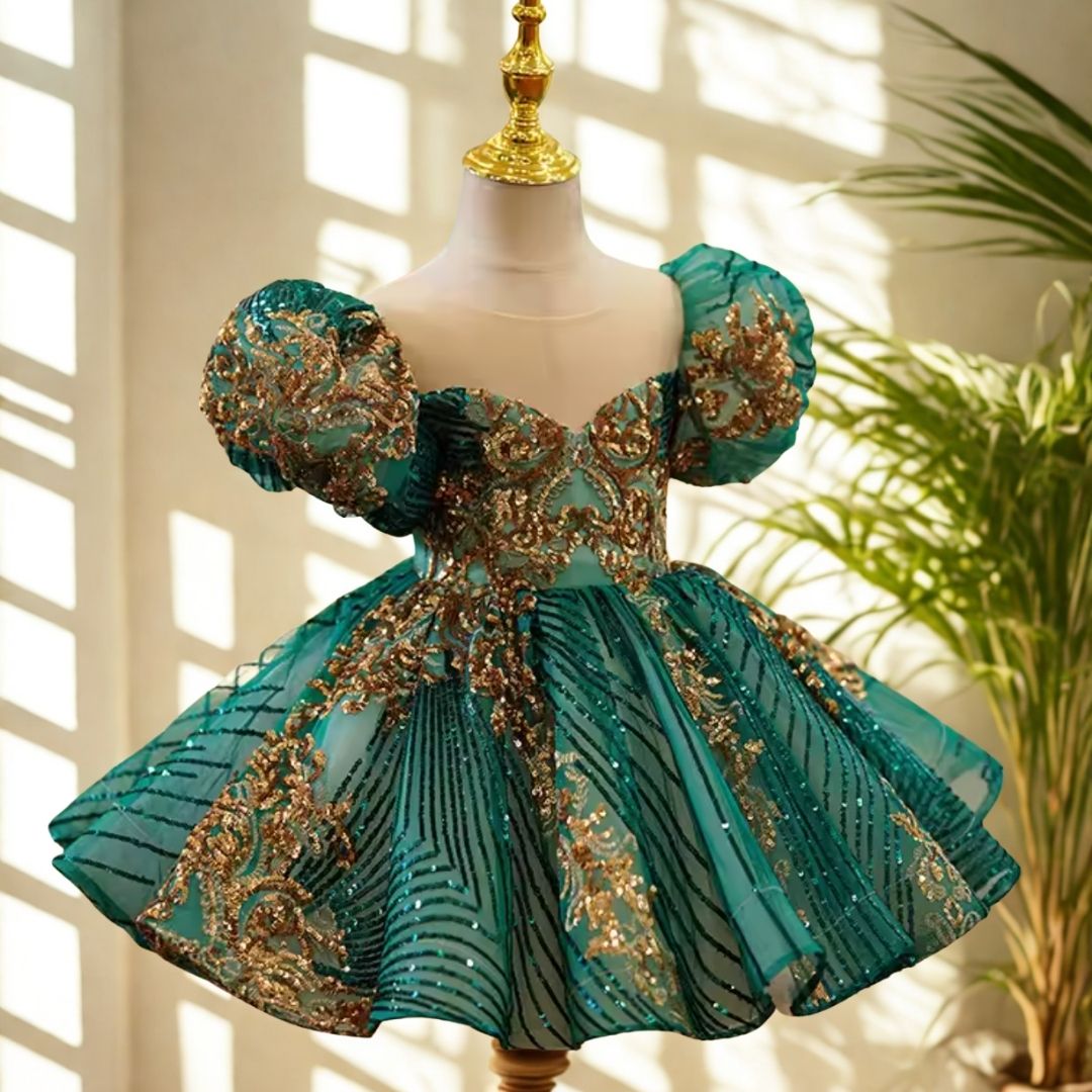 Emerald Enchantment Glitter Dress