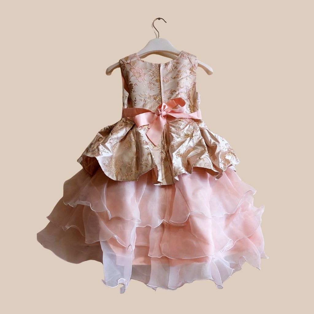 Blush Gold Princess Ruffle Dress