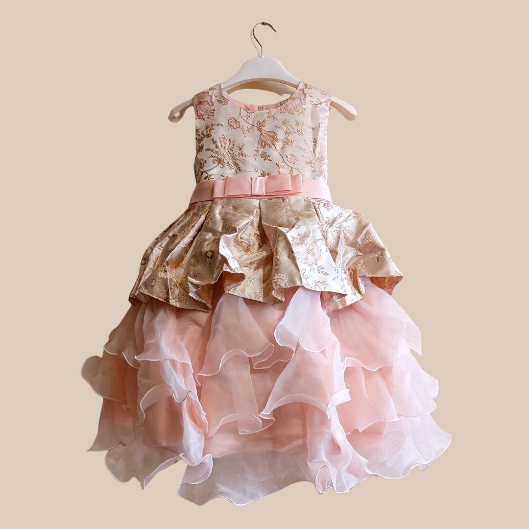 Blush Gold Princess Ruffle Dress