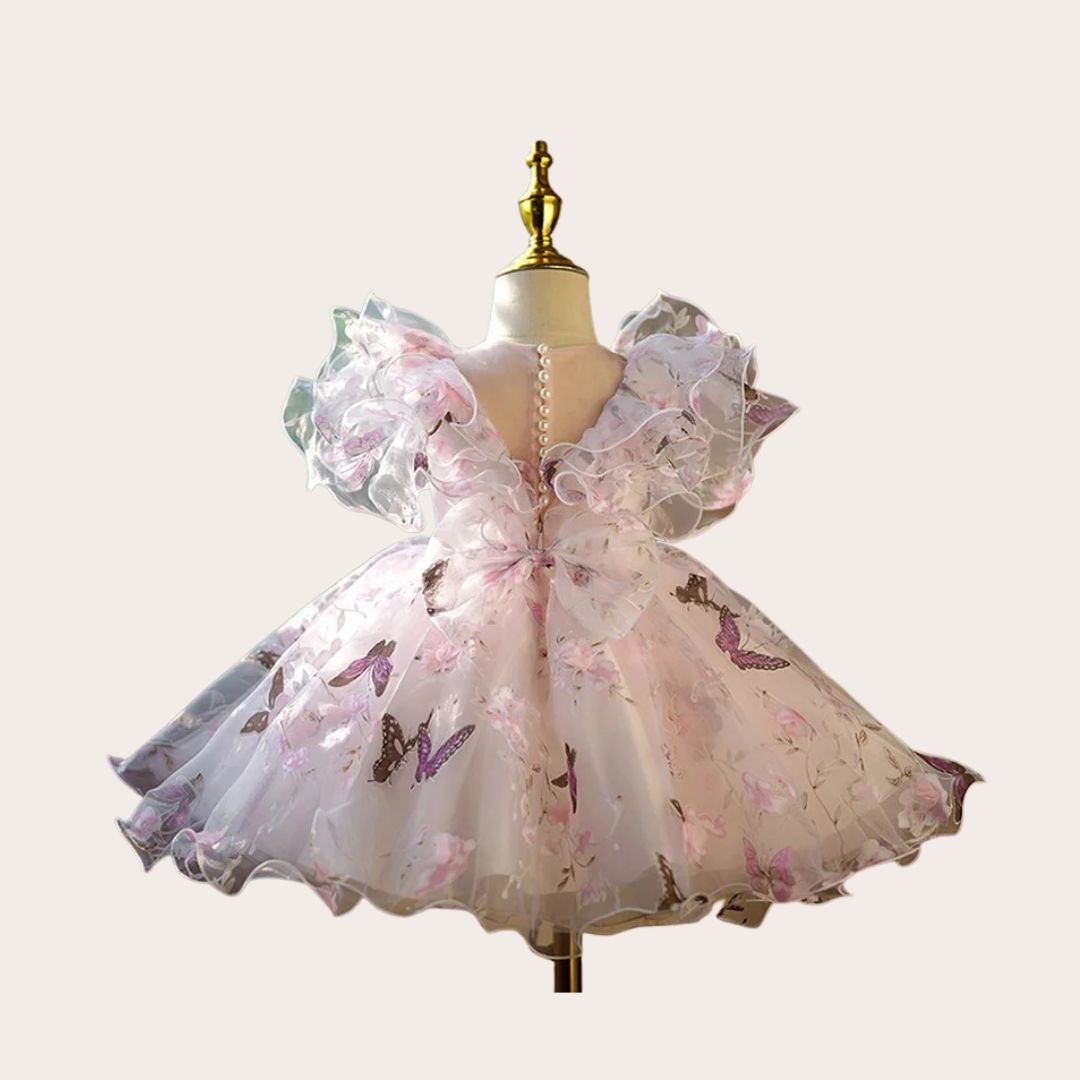 Lilac Butterfly Garden Ruffle Dress