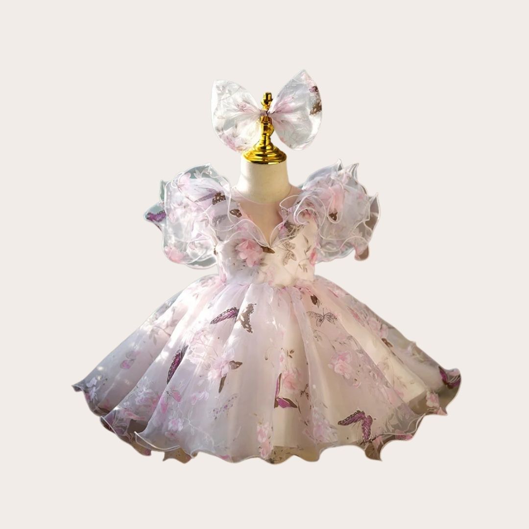 Lilac Butterfly Garden Ruffle Dress