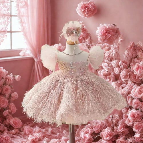 Blush Feather Fairy Princess Dress