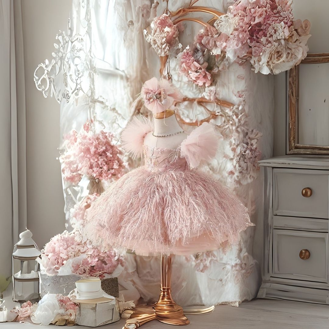 Blush Feather Fairy Princess Dress