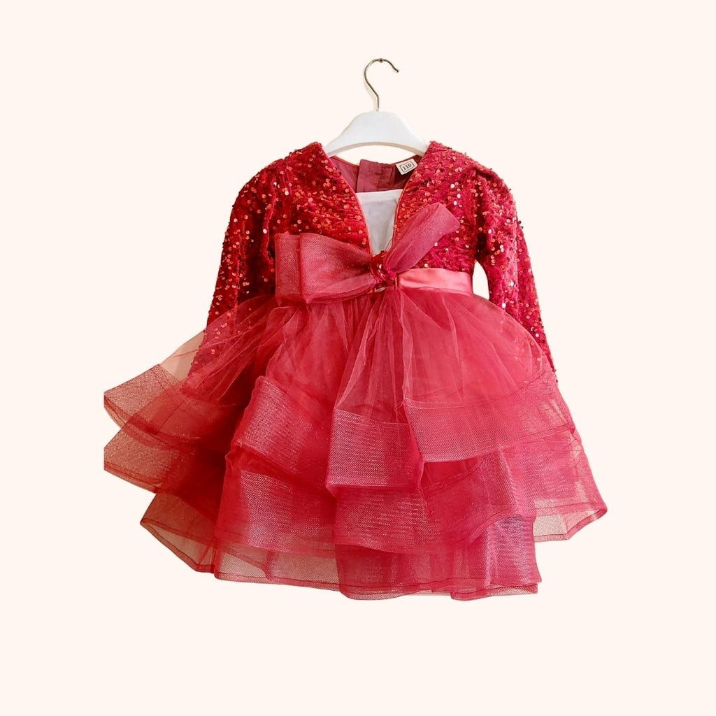Ruby Sequin Layered Party Dress