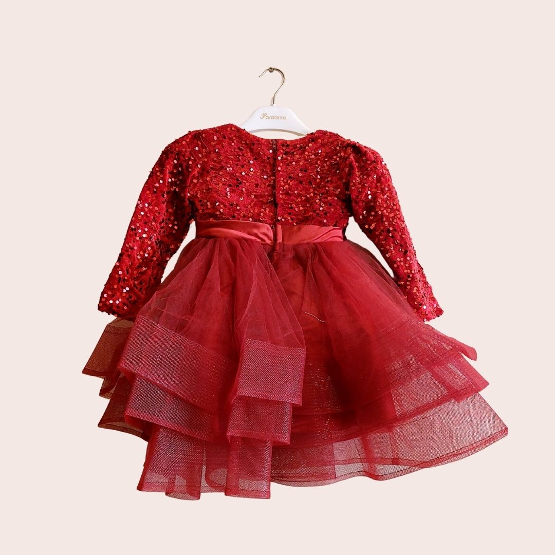 Ruby Sequin Layered Party Dress