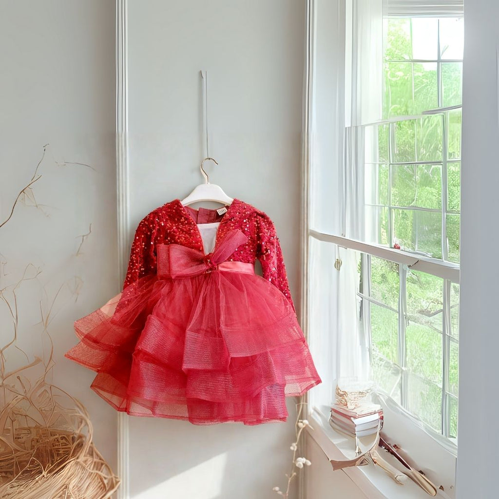 Ruby Sequin Layered Party Dress