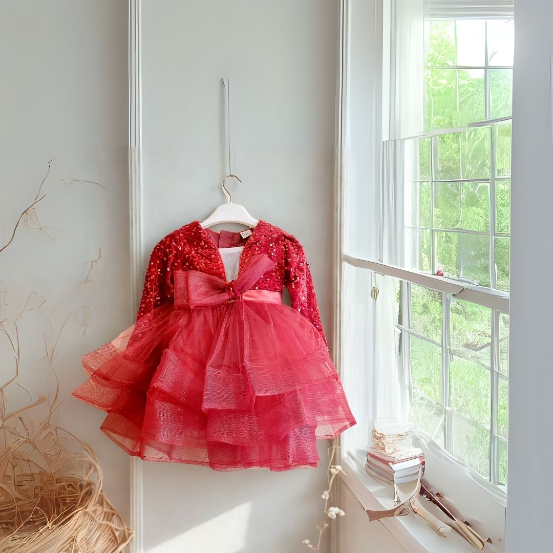 Ruby Sequin Layered Party Dress