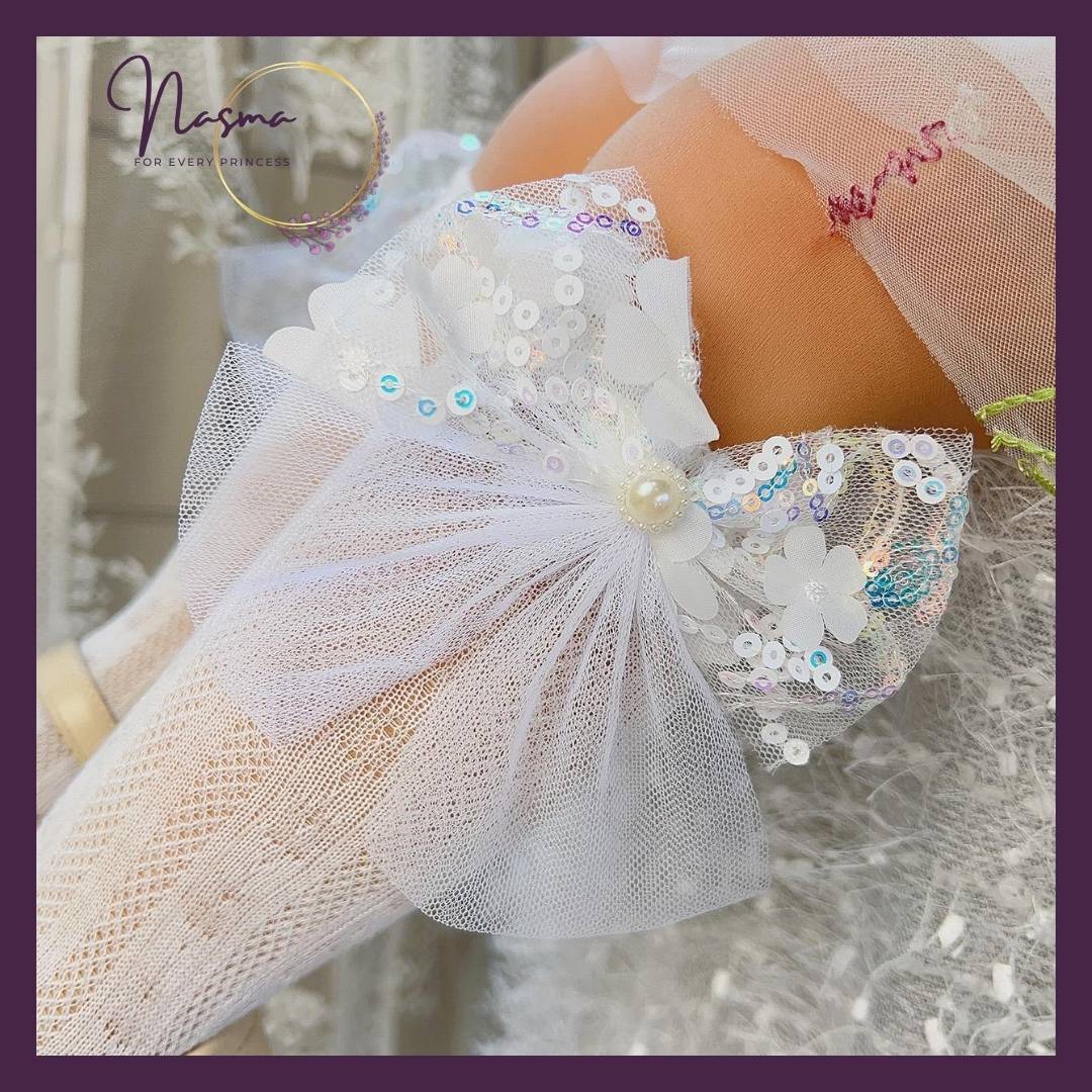 Pearl Whisper Tulle Bow Socks
