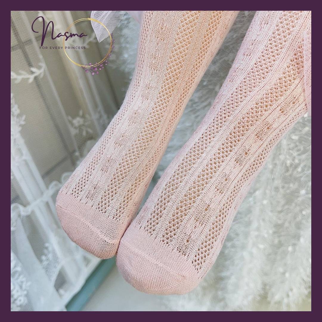 Blush Stardust Tulle Bow Socks