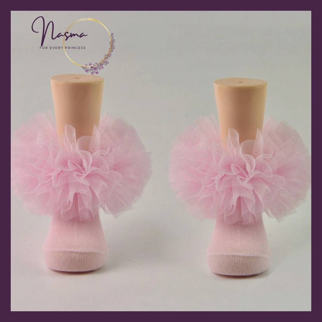 Blush Cloud Tulle Ankle Socks