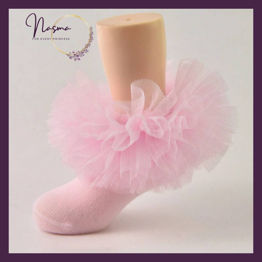 Blush Cloud Tulle Ankle Socks