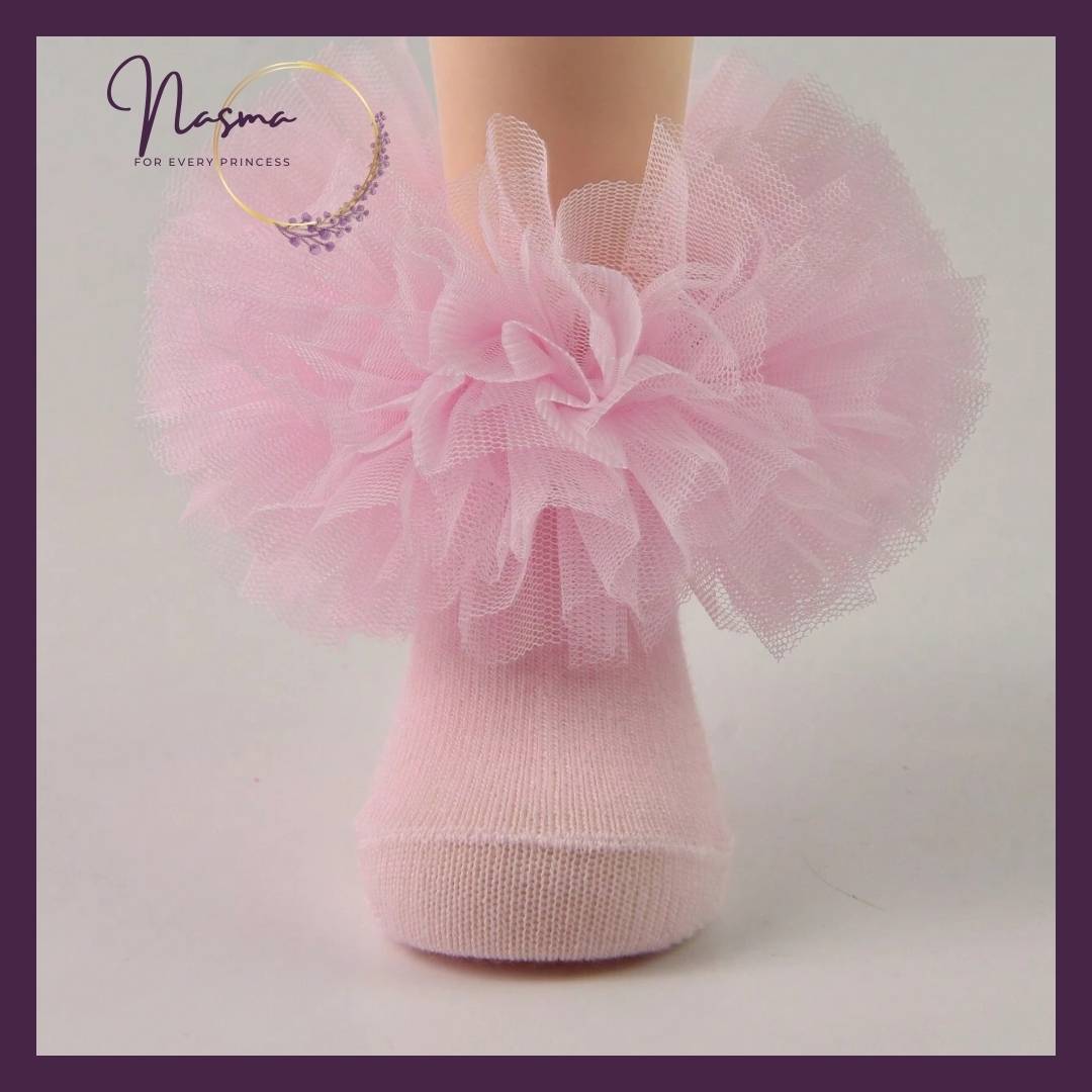 Blush Cloud Tulle Ankle Socks